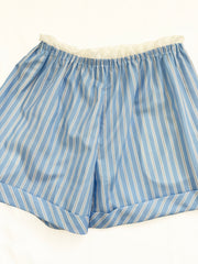 Wide Leg Striped Cotton Poplin Shorts